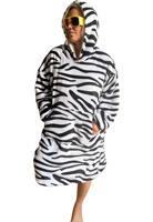 Zebraprint snuggie fleece met hoodie  - Badrock - thumbnail