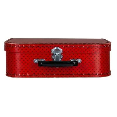 Kinderkoffer polkadot - rood / zwart - 35 cm - karton - logeerkoffer / opbergkoffer - kraamcadeau Kinderkoffer polkadot - rood / zwart - 35 cm - karton - logeerkoffer / opbergkoffer - kraamcadeau
