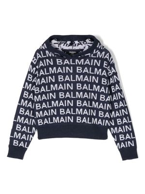 Balmain Kids pull à logo imprimé - Bleu