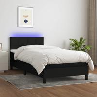 Boxspring met matras en LED stof zwart 90x190 cm