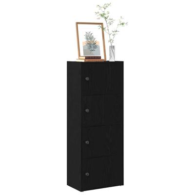 Boekenkast 40x24x102 cm bewerkt hout zwart eikenkleurig