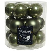 18x stuks kleine glazen kerstballen mos groen 4 cm mat/glans   - - thumbnail