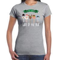 Fout kersttrui t-shirt voor dames - Kerst wijn glazen - grijs - drank/wine - thumbnail