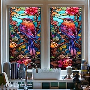 kleurrijke raamstickers glas in lood elektrostatisch verwijderbaar raam privacy gekleurde decoratieve film voor thuiskantoor miniinthebox