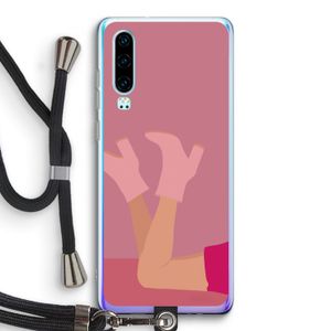 Pink boots: Huawei P30 Transparant Hoesje met koord