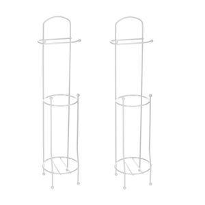 Set van 2x stuks staande wc/toiletrolhouders met reservoir wit 66 cm van metaal - Toiletrolhouders