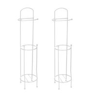 Set van 2x stuks staande wc/toiletrolhouders met reservoir wit 66 cm van metaal - Toiletrolhouders - thumbnail