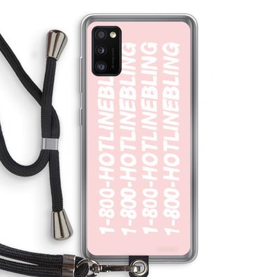 Hotline bling pink: Samsung Galaxy A41 Transparant Hoesje met koord