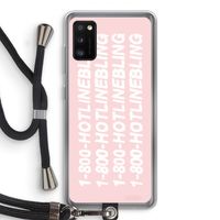 Hotline bling pink: Samsung Galaxy A41 Transparant Hoesje met koord Hotline bling pink: Samsung Galaxy A41 Transparant Hoesje met koord