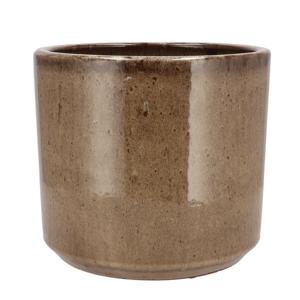 DK Design Bloempot - rond - Brown Glaze - taupe - 21x24 cm - glanzend