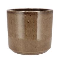 DK Design Bloempot - rond - Brown Glaze - taupe - 21x24 cm - glanzend