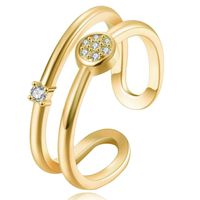 Verstelbare Ring voor Dames 2 Bogen Goudkleurig met Zirkonia
