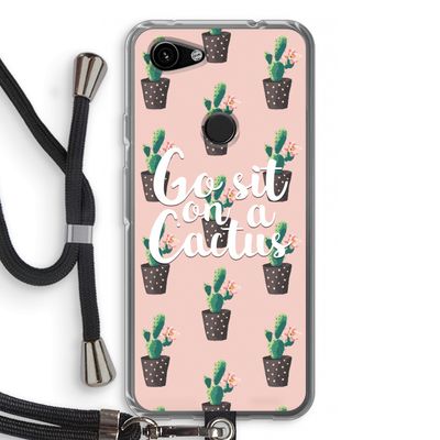 Cactus quote: Pixel 3a Transparant Hoesje met koord