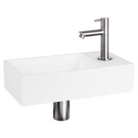 Differnz Solid fonteinset solid surface - kraan recht - 36 x 18.5 x 9 cm - mat chroom