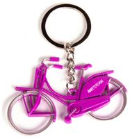 Matix sleutelhanger Amsterdam fiets 7 cm staal fuchsia - thumbnail