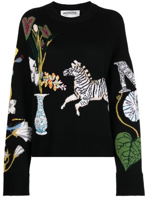 Monse pull en laine à motif brodé - Noir