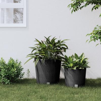 VidaXL Plantenbak uitneembare bak rattan-look 35/37,5 l pp antraciet
