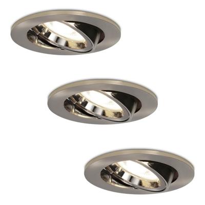 Set van 3 Lublin LED inbouwspots - 5 Watt 400 Lumen - 4000K Neutraal wit - GU10 - Dimbaar - Rond - Kantelbaar - IP20 Stofdicht - RVS