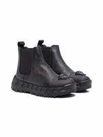 Versace Kids bottines en cuir à logo Medusa - Noir