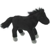 Pluche zwarte paarden knuffel 25 cm speelgoed - thumbnail