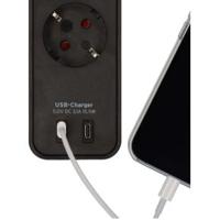 Ecolor 4-voudige stekkerdoos met USB-oplaadaansluiting (stopcontact met 2x USB C, schakelaar en 1,5