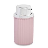 Berilo zeeppompje/dispenser Roma - roze/zilver - kunststof - 8 x 15 cm - 420 ml   -