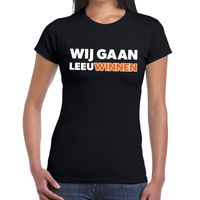 Nederland supporter t-shirt Wij gaan Leeuwinnen zwart dames - thumbnail