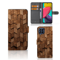 Book Style Case voor Samsung Galaxy M53 Wooden Cubes