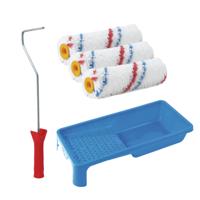 Sorex Verfrollers schilderen set - beugel en verfbak - 3x anti spat vacht verfrollers - 10 cm