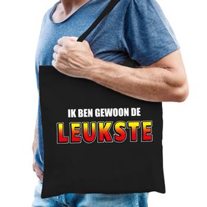 Katoenen tas / shopper zwart Ik ben gewoon de leukste heren