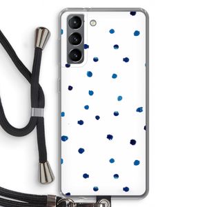 Blauwe stippen: Samsung Galaxy S21 Transparant Hoesje met koord