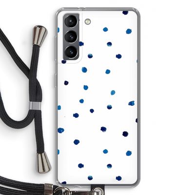 Blauwe stippen: Samsung Galaxy S21 Transparant Hoesje met koord