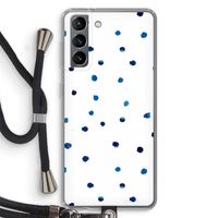 Blauwe stippen: Samsung Galaxy S21 Transparant Hoesje met koord