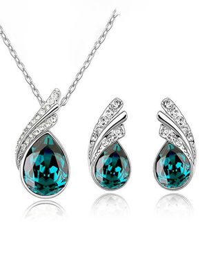 Engel Vleugels Kristal oorbellen Halsketting Set