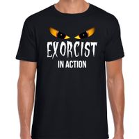 Exorcist in action halloween verkleed t-shirt zwart voor heren - thumbnail
