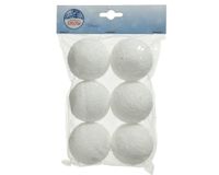 Sneeuwballen foam hang d6 cm wit 6st - Decoris