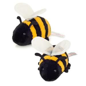 Knuffeldier Honingbij - 2x - zachte pluche stof - premium kwaliteit knuffels - geel/zwart - 11 cm