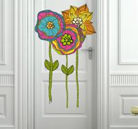 Deursticker bloemen hippie