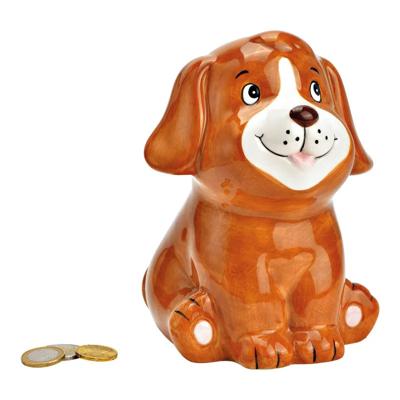 Spaarpot hondje - keramiek - bruin - 12 x 17 x 12 cm - sparen - kinderen