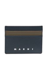 Marni porte-cartes en cuir à logo embossé - Bleu