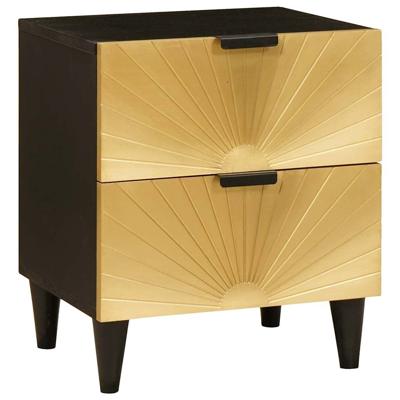 Nachtkastje Zwart en Goud 40 x 33.5 x 46 cm massief mangohout