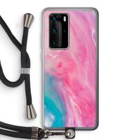 Roze explosie: Huawei P40 Pro Transparant Hoesje met koord