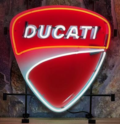 Ducati Neon Verlichting - Met Achterplaat - 60 x 66 cm