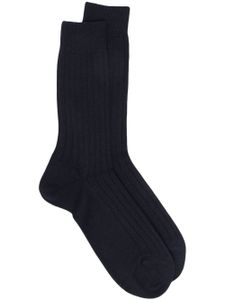 Sunspel chaussettes nervurées à logo imprimé - Bleu