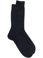 Sunspel chaussettes nervurées à logo imprimé - Bleu