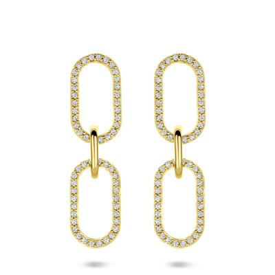 Verguld 925 zilveren oorhangers met zirkonia - 33mm