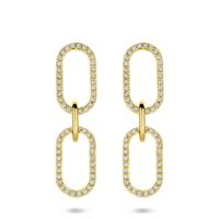 Verguld 925 zilveren oorhangers met zirkonia - 33mm
