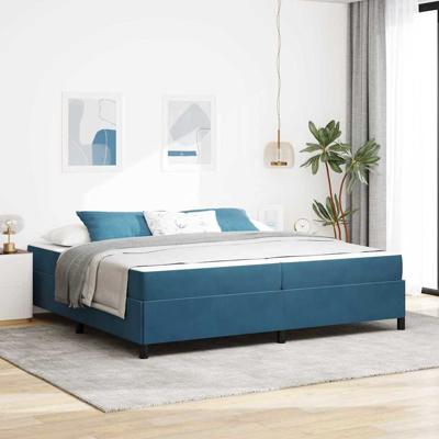 Bedframe met matras Donkerblauw en wit 200 x 200 cm Fluweel
