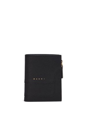 Marni portefeuille pliant en cuir - Noir