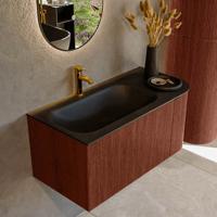 Badmeubel Mondiaz Kurve | 95 cm | Meubelkleur Ruby | Wastafelkleur Urban | Solid surface | Wasbak links zijde spoelbak | 1 kraangat